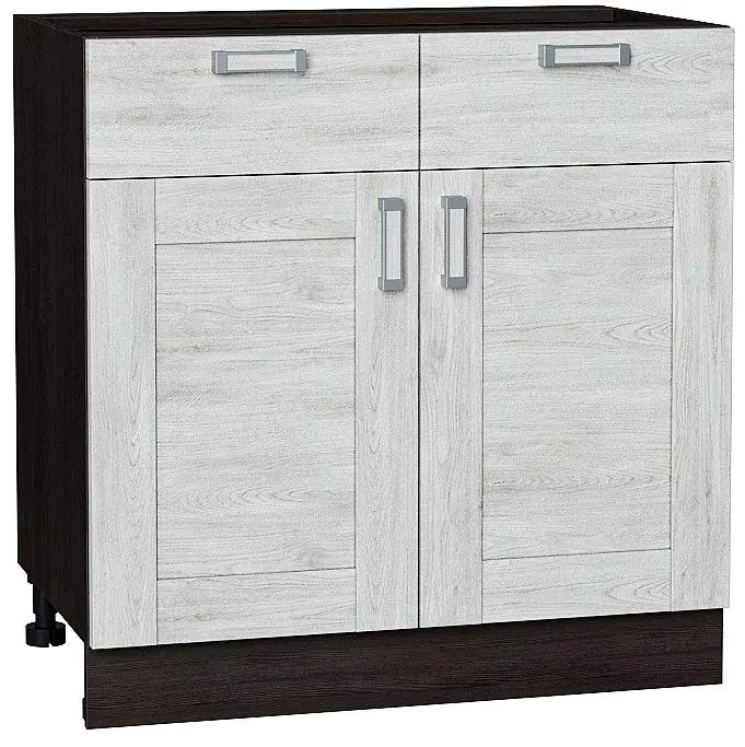 Шкаф нижний с 2-мя дверцами и 2-мя ящиками Лофт Nordic Oak/Венге