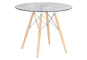 Стол стеклянный PT-151 90х90х76 clear glass / wood