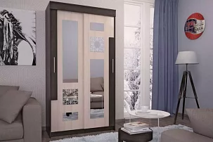 Шкаф купе Феникс Лайт с зеркалами венге