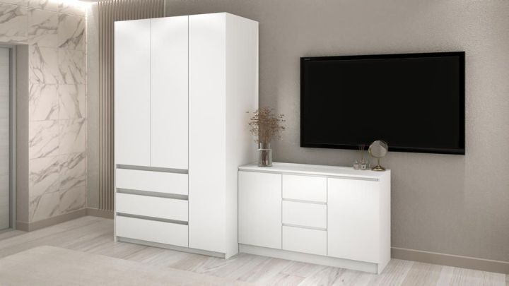 Комплект шкаф и комод Акация 1.2 м, Белый