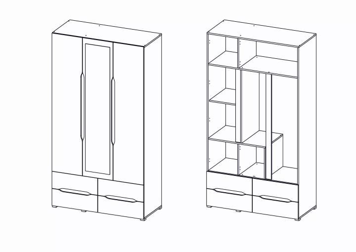 ф98 Шкаф Вега 3ств 4 ящика дизайн 2 2