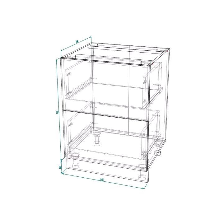 ф119 Шкаф нижний с ящиками ШНГ2Я 600 "София" Бруклин (бетон белый) схема