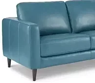 Прямой кожаный диван Жаклин Юнит (Сканди) Без механизма Голубой 